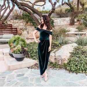 BHLDN Edison Velvet Dress in Emerald Green Size 4 NWT